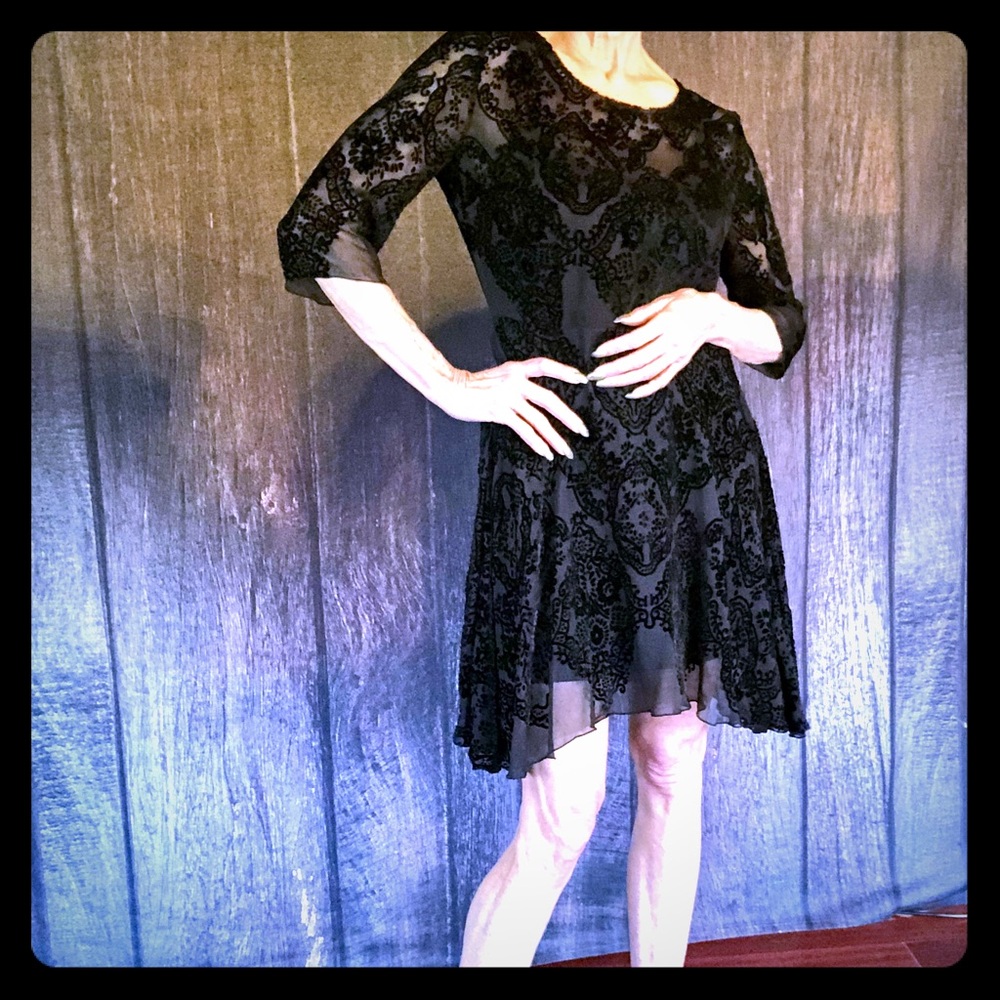 Black burn out velvet BOHO dress